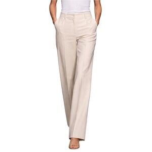 Express Vintage 90s Minimalist Structured Off White Pleated Wide Leg Trousers